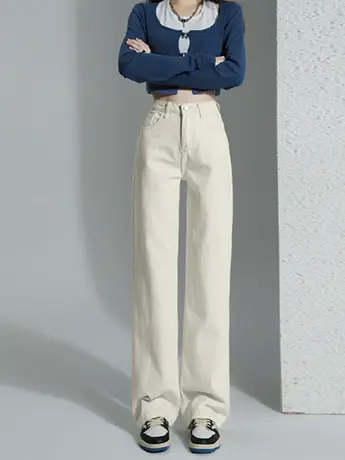 清仓捡漏休闲百搭直筒阔腿裤子秋冬新款显高显瘦宽松直筒牛仔裤图片