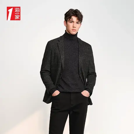 海一家时尚休闲外套2023冬季新款商务平驳领修身男士西服商品大图