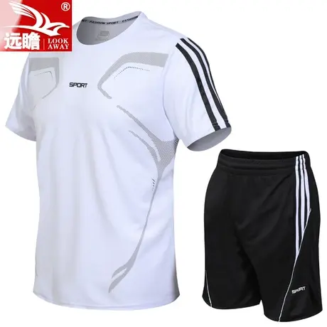 夏天运动套装男跑步健身短袖男短裤夏季薄款弹力冰丝t恤篮球衣服图片