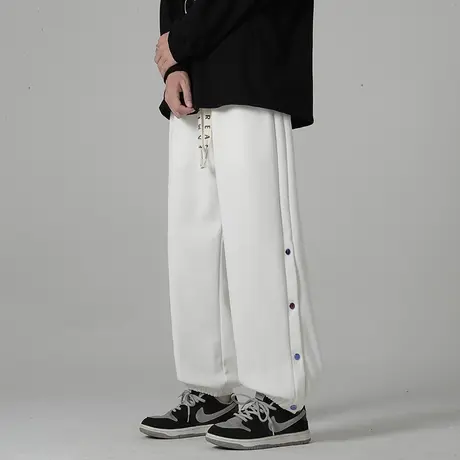 2023新款冬季男士秋冬款束脚排扣半开垂感休闲长裤男士秋季运动裤商品大图