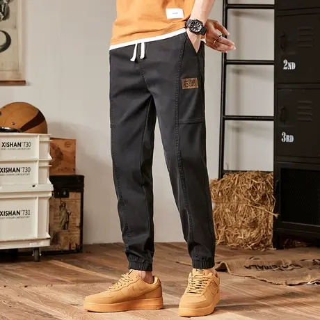 夏季薄款冰丝工装休闲裤男生青少年痞帅气学生男士束腿夏裤男裤子商品大图