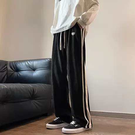 休闲裤子男生春秋季大码宽松加肥加大胖子潮牌直筒秋款运动长裤男商品大图