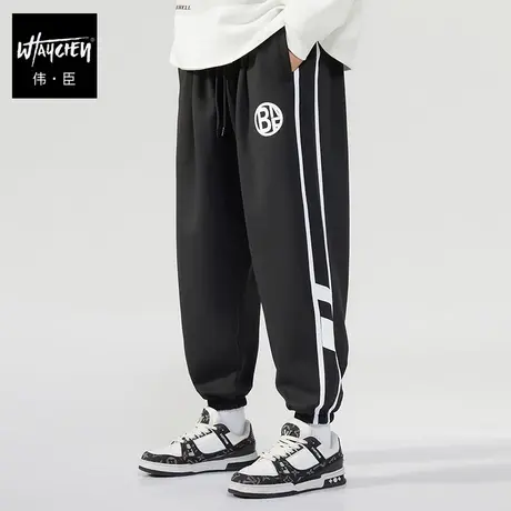 伟臣潮牌大码男装秋冬新品休闲长裤男胖子加肥加大宽松运动小脚裤商品大图