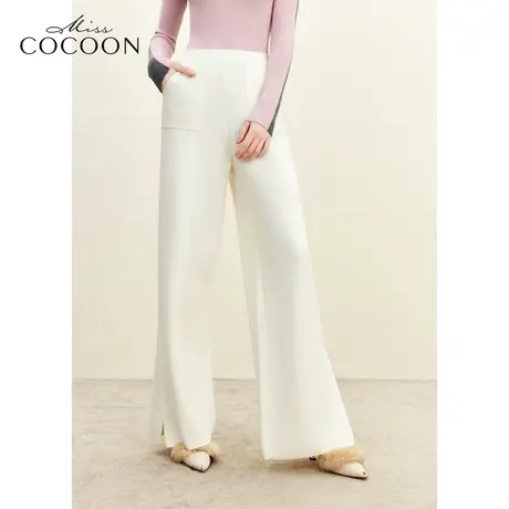 missCOCOON静奢风2023冬装新款女装羊毛纱线 宽松版休闲裤商品大图