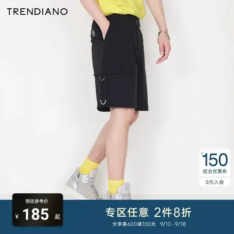 TRENDIANO潮牌官方时尚夏季男装中腰直筒工装裤子潮流休闲裤短裤商品大图