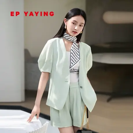 EP雅莹女装 设计感三醋酸泡泡袖西装外套 2023新款1130A商品大图
