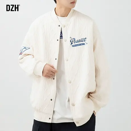 男士刺绣棒球服男款春季潮牌休闲开衫提花外套宽松男装2024年新款商品大图