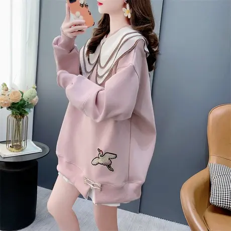 设计感洋气减龄娃娃领卫衣女春季2024新款宽松别致高级感外套上衣商品大图