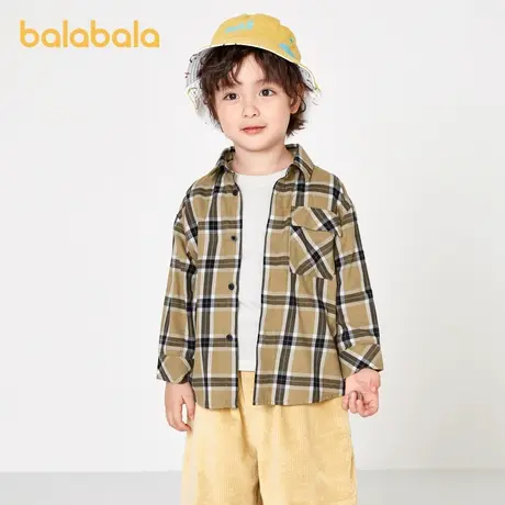 【直播】巴拉巴拉男童衬衫长袖衬衣衣服格子秋装卡通百搭洋气图片