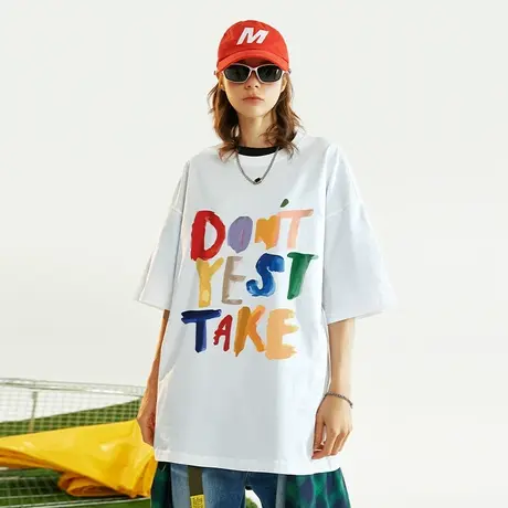 欧美潮流小众设计感字母短袖T恤男潮ins潮牌大码宽松oversize半袖商品大图