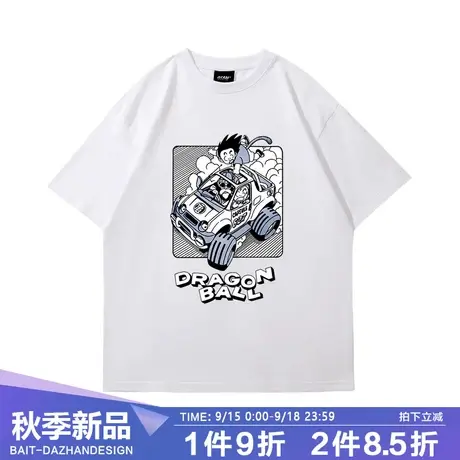 潮牌卡通男日系动漫联名宽松纯棉半袖t潮牌ins小众班服体恤上衣服商品大图