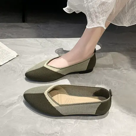 飞织王妃鞋女夏浅口单鞋2024新款针织透气孕妇平底豆豆鞋软底瓢鞋商品大图