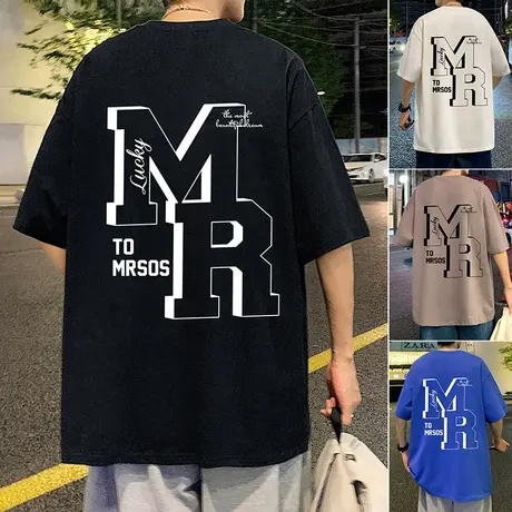 美式短袖T恤男夏季2024新款重磅纯棉体恤ins潮牌男装半袖高街上衣商品大图