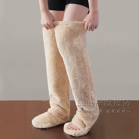 寒腿中筒护膝袜男中老年加长连脚宽松睡眠袜套粗腿商品大图