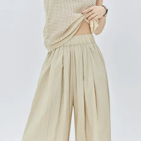 冰丝阔腿裤女春夏款防晒高腰垂感休闲直筒慵懒风山本裤仙女凉凉裤商品大图