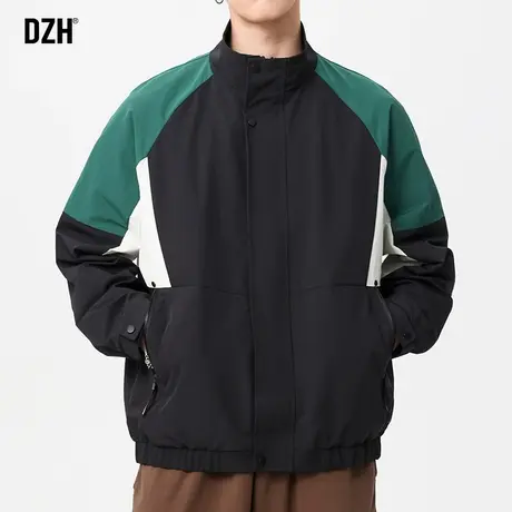 男士美式立领外套男春秋季撞色潮流上衣2024新款宽松飞行夹克男款商品大图