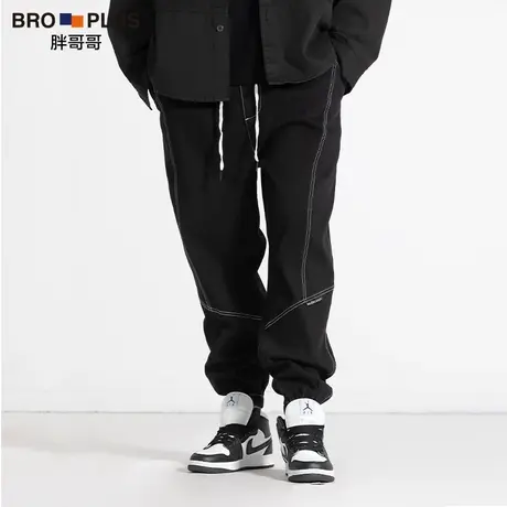 胖哥哥春秋季新款特大码牛仔裤男宽松休闲束脚哈伦裤潮牌男士裤子商品大图