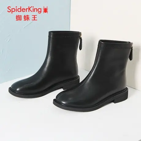 SPIDER KING/蜘蛛王裸靴真皮2023秋冬商场新款短靴女时装靴软舒适商品大图