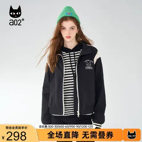 【翻转卡片】a02原创黑色休闲外套女2023秋季新品宽松夹克上衣女图片