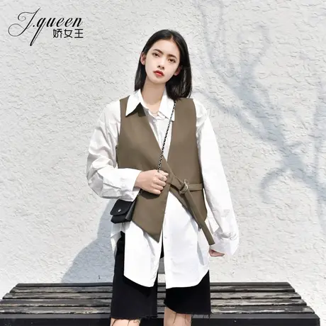 马甲外套女2023秋季新款复古英伦风休闲绑带设计感短款西装马夹潮图片