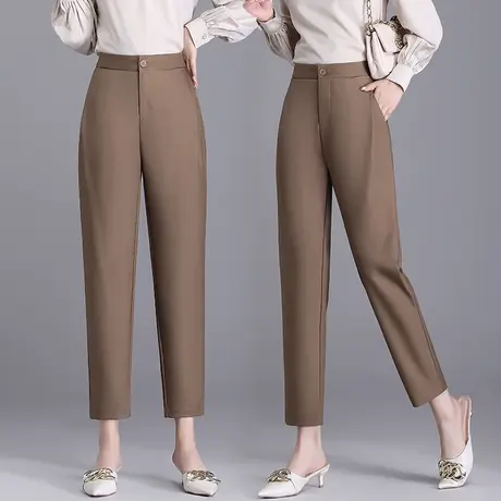 黑色高腰西装裤女春秋爆款九分休闲裤潮洋气显瘦个性遮肉哈伦裤子商品大图