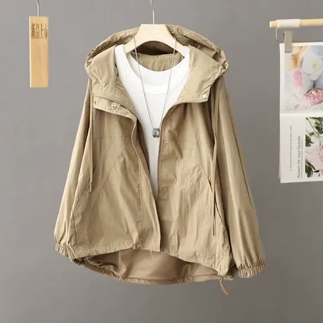 秋冬休闲外套女春秋2023年新款百搭休闲夹克上衣棒球服连帽风衣女图片