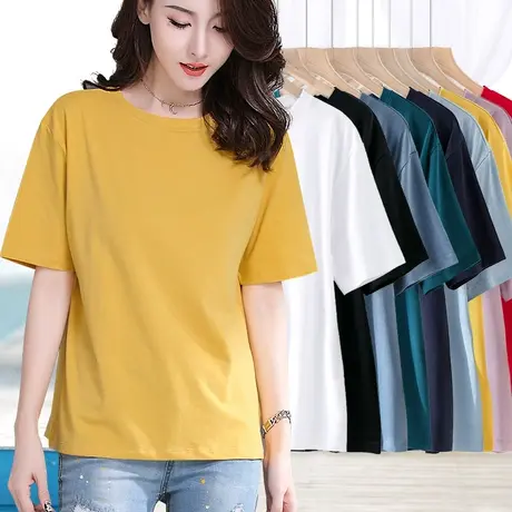 兔年闰月本命年黄色短袖t恤女夏宽松中年妈妈纯棉净版上衣丅体桖图片