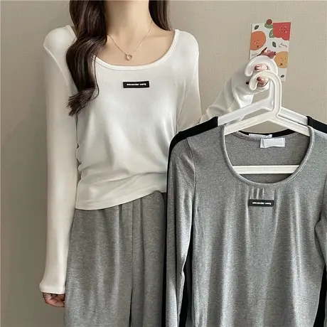 打底衫女内搭2022年新款春秋季韩版修身显瘦洋气上衣时尚长袖t恤商品大图