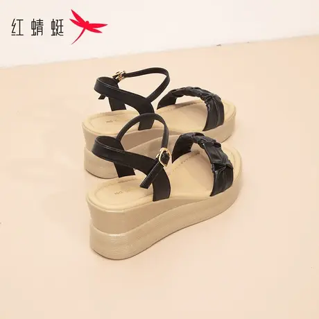REDDRAGONFLY红蜻蜓 显高显瘦~坡跟凉鞋百搭时装厚底小个子高跟鞋商品大图