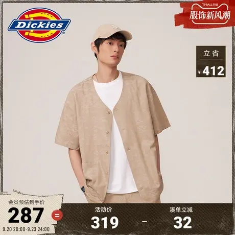 Dickies商场同款23新品春夏新款 提花纹理短袖工装衬衫 休闲上衣图片