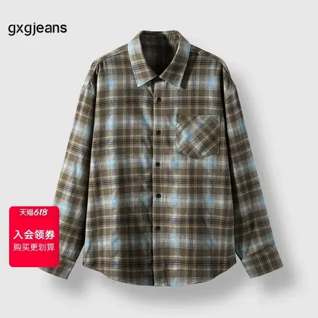 gxg.jeans男装25春磨毛感格子长袖衬衫慵懒衬衫外套#J25D031003图片