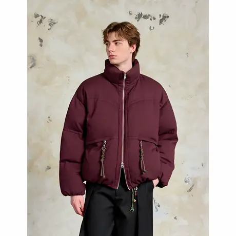 Lilbetter安可拉红肌理感棉服2024冬季新年红色保暖面包服外套男图片