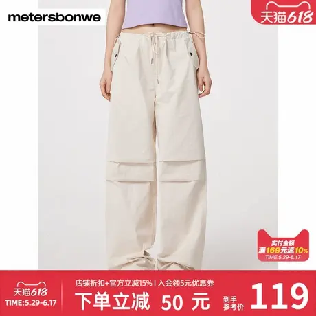 美特斯邦威抽绳褶皱工装裤女春季潮酷帅气美式休闲裤长裤舒适百搭商品大图