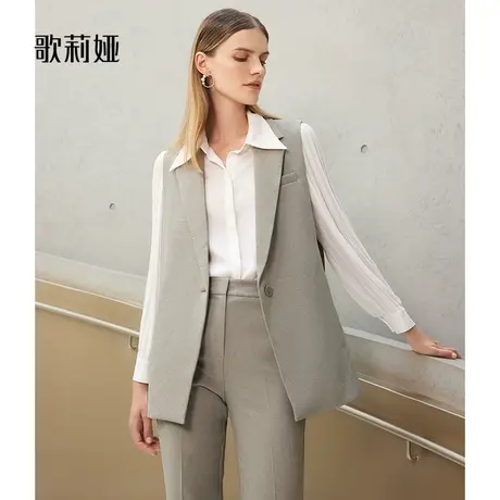 歌莉娅外套女装春秋新款翻驳领宽松型马甲通勤外搭背心1A8C6A620图片