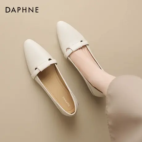 达芙妮尖头单鞋女2026新款春季低跟秋鞋法式妈妈鞋粗跟秋冬小皮鞋图片