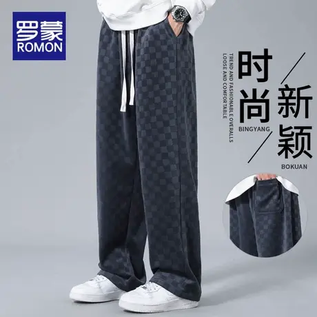 罗蒙休闲裤男士2025春秋季新款宽松直筒运动卫裤阔腿工装长裤子男商品大图