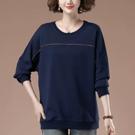 秋冬新款加肥加大码女装卫衣宽松纯棉中年胖妈妈遮肚显瘦上衣外套商品大图