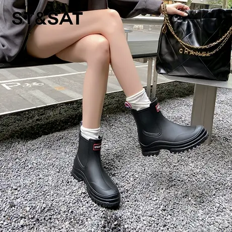星期六雨鞋女款防水防滑2025新款雨靴网红ins潮流百搭厚底短靴子商品大图