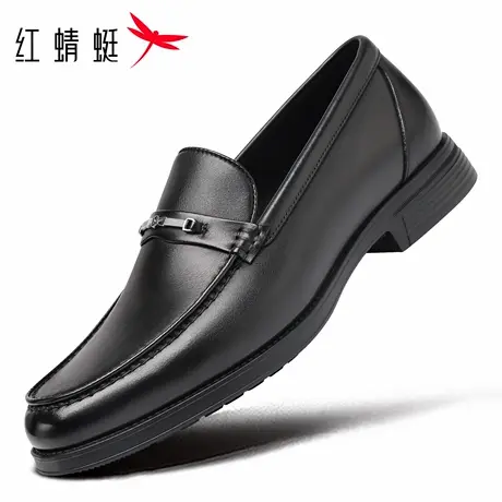 红蜻蜓男鞋新款鞋子一脚蹬男士休闲皮鞋男商务正装乐福鞋真皮牛皮商品大图