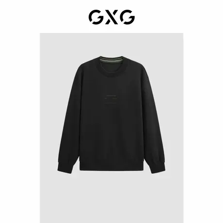 GXG男装黑色撞色毛织领卫衣 23年冬季品GEX13126554（1）商品大图