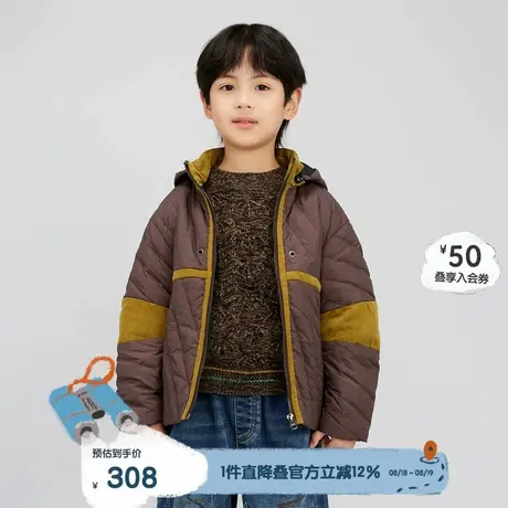 播broadcute童装羽绒服秋季新款可拆卸帽子外套男女童KBQ3R411图片