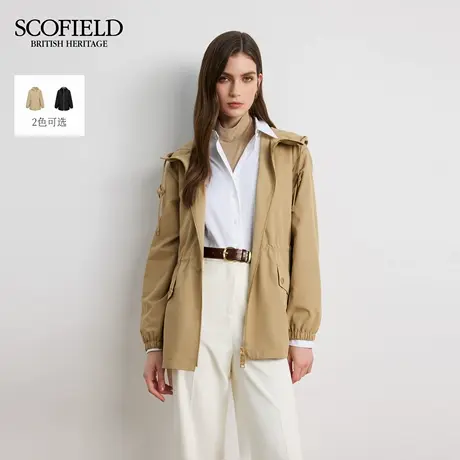 Scofield女装休闲松弛连帽抽绳风衣外套格纹内里2025秋季新品商品大图