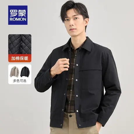 【加棉加厚】罗蒙男士翻领夹克衫2025冬季新款易打理休闲保暖外套商品大图
