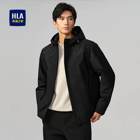 HLA/海澜之家磁吸拉链夹克25秋新款格子连帽时尚工装风休闲外套男商品大图