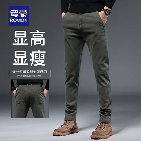 罗蒙秋季棉弹男士休闲裤直筒修身2025新款商务百搭潮流长裤男N1Z商品大图