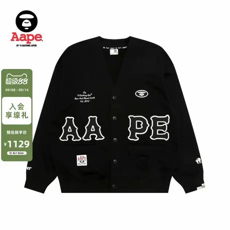 Aape旗舰店男装秋冬猿人字母徽章休闲潮流卫衣开衫外套C393XXP商品大图