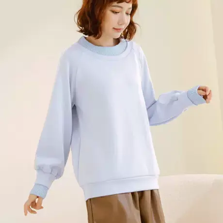 桔熊秋冬季休闲温暖空气棉卫衣螺纹拼接长袖上衣女装大码AB17908图片