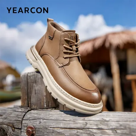 意尔康男鞋2025冬季复古高帮皮鞋男士英伦风户外休闲工装鞋马丁靴商品大图