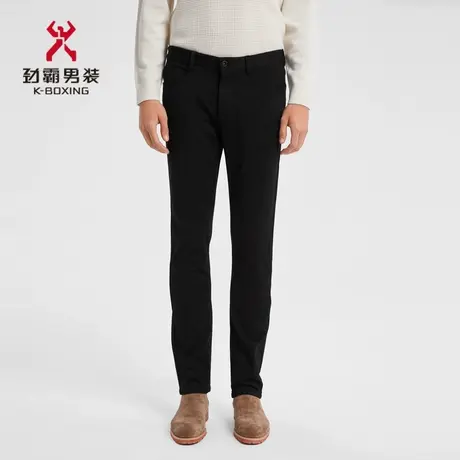 劲霸男装冬季新款男士休闲裤商务修身微弹直筒黑色长裤子FQZD4339图片