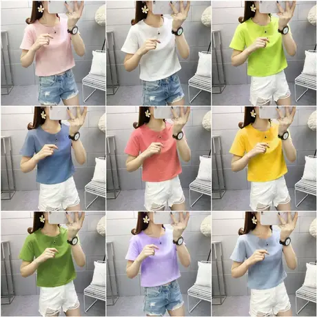 2023年网红夏季新款短款女装复古性感露脐上衣服ins超火短袖T恤潮图片